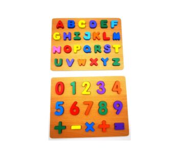 Educational Wooden Puzzle for Toddlers – ABC Letters, Numbers, and Math Symbols Learning Board, Wooden Alphabet and Number Puzzle Board for Kids – Learning Toys with Colorful Letters and Numbers
