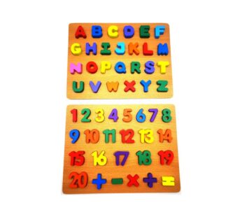 Colorful Wooden Alphabet and Number Puzzle Board for Toddlers and Kids – Developmental Learning Toy to Enhance Letter and Number Skills