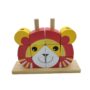 Kids Wooden Lion Block Puzzle with Base Stand – Red and Yellow Educational Stacking Toy for Early Childhood Learning and Play