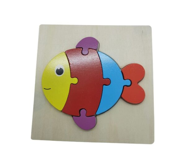 Wooden Fish Puzzle Board for Toddlers – 6-Piece Educational Toy with Multicoloured Design for Fun Learning Activities