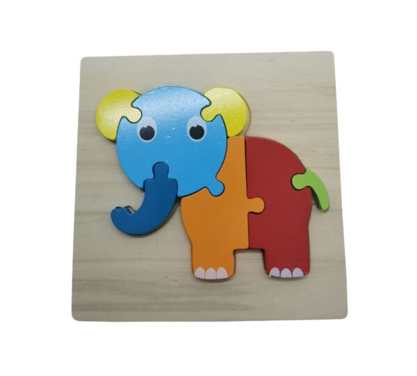 Wooden Elephant Puzzle Board with Colourful Animal Shape Pieces – Educational Toddler Toy for Early Learning and Fine Motor Skills Development