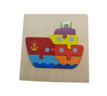 Wooden Ship Puzzle Board for Toddlers – Colourful 6-Piece Nautical Design Educational Toy for Early Learning and Motor Skills Development