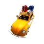 Decorative VW Beetle Model Car - Yellow Metal Collectible with Luggage Rack for Home Décor and Gift Enthusiasts, Yellow VW Beetle Model Car with Luggage Rack
