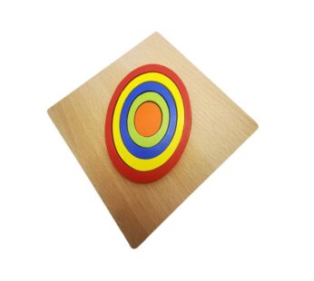 Wooden Oval Shape Puzzle Board with Colourful Stacking Rings – Educational and Developmental Toy for Toddlers and Children
