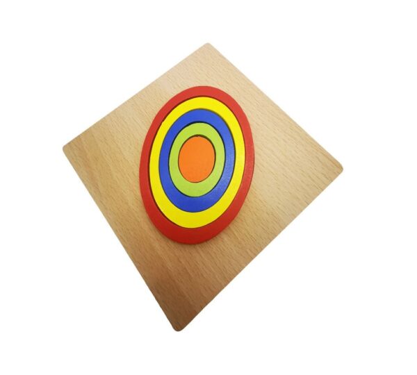 Wooden Oval Shape Puzzle Board with Colourful Stacking Rings – Educational and Developmental Toy for Toddlers and Children