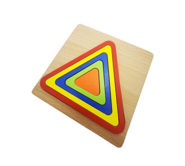 Educational Wooden Triangle Shape Sorter Puzzle Toy – Colourful Stacking and Sorting Game for Early Childhood Learning