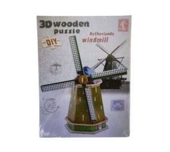 3D Wooden DIY Netherlands Windmill Puzzle Model Kit – Authentic Traditional Dutch Design for Adults and Kids, Educational and Decorative Craft Project