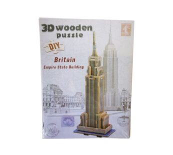 3D Wooden Puzzle DIY Kit for Adults and Kids – Empire State Building Model Construction Set – Fun and Educational Brain Teaser Gift