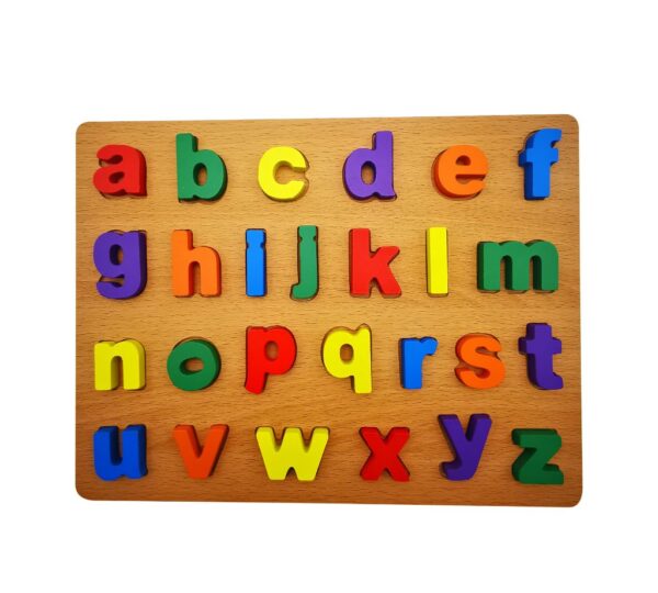 Educational Wooden Alphabet Puzzle Board for Kids – Fun and Multi-Coloured Lowercase Letter Learning Toy, Vibrant Multi-Coloured Learning Toy for Early Education with Lowercase Letters