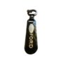 Premium Carbon Fibre Pattern Ford Keychain with Durable Black Leather Strap and Sturdy Metal Ring – Stylish Car Accessory Gift