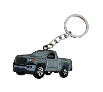 High-Quality Grey GMC Sierra Pickup Truck Metal Keychain – Stylish and Durable Car Accessory Gift