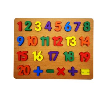 Wooden Numbers and Math Symbols Puzzle Board – Educational Learning Toy for Kids, Fun and Interactive 1-20 Numbers with Mathematical Operators