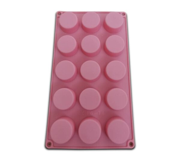 15-Cavity Round Cylinder Silicone Mould – Pink Flexible Non-Stick Baking Tray Mold for Chocolate, Candy, Jelly, Soap, and DIY Crafts