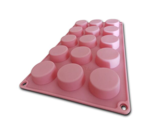 15-Cavity Round Cylinder Silicone Mould – Pink Flexible Non-Stick Baking Tray Mold for Chocolate, Candy, Jelly, Soap, and DIY Crafts - Image 2