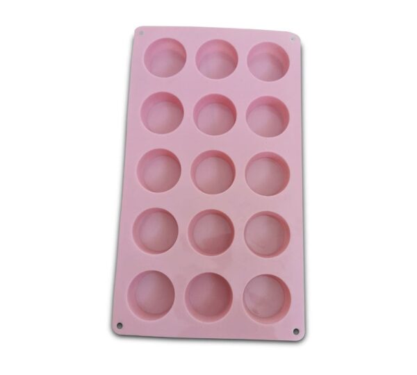 15-Cavity Round Cylinder Silicone Mould – Pink Flexible Non-Stick Baking Tray Mold for Chocolate, Candy, Jelly, Soap, and DIY Crafts - Image 3