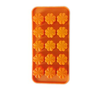 15-Cavity Silicone Flower Ice Cube Tray Mold with Daisy Shape – Flexible, Non-Stick Mould for Ice, Chocolate, Candy, and Soap Making – Orange