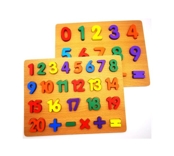 Educational Wooden Puzzle Toy - Number Puzzle Board Set with 0-20 Numbers and Math Symbols, Multicoloured for Kids - Image 2