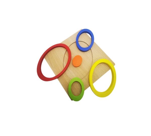 Wooden Oval Shape Puzzle Board with Colourful Stacking Rings – Educational and Developmental Toy for Toddlers and Children - Image 2
