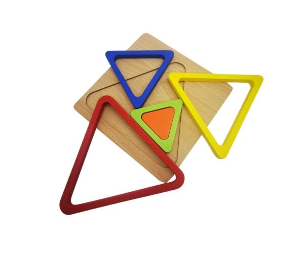 Educational Wooden Triangle Shape Sorter Puzzle Toy – Colourful Stacking and Sorting Game for Early Childhood Learning - Image 2