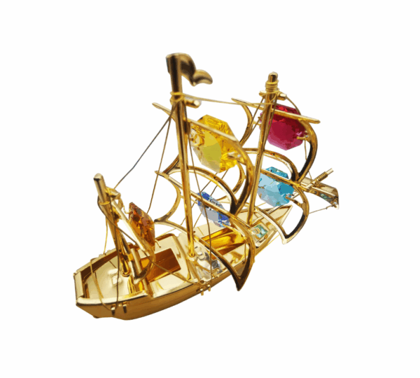 24K Gold Plated Mayflower Ship Figurine – Elegant Nautical Sailboat Ornament Model for Tabletop Display – Decorative Sailing Boat Collectible Gift for Christmas, Thanksgiving, Anniversary, Birthday, Valentine’s Day & Mother’s Day - Image 3