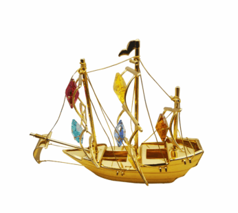 24K Gold Plated Mayflower Ship Figurine – Elegant Nautical Sailboat Ornament Model for Tabletop Display – Decorative Sailing Boat Collectible Gift for Christmas, Thanksgiving, Anniversary, Birthday, Valentine’s Day & Mother’s Day
