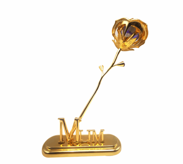 24K Gold Plated Rose Artificial Flower with Elegant Gift Box – Gold Dipped Forever Rose with “MUM” Sign Decorative Stand – Ideal Gift for Mother's Day, Birthday, Anniversary, or Home Décor - Image 2