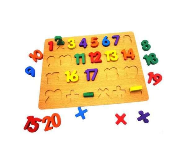 Wooden Numbers and Math Symbols Puzzle Board - Educational Learning Toy for Kids, Fun and Interactive 1-20 Numbers with Mathematical Operators - Image 3
