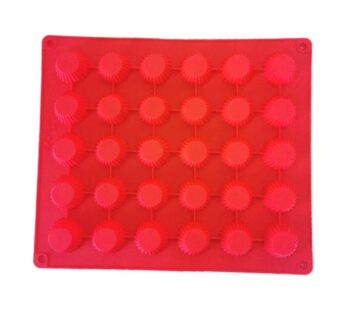 30-Cavity Silicone Mini Tart Mould with Round Fluted Design – Non-Stick, Flexible Bakeware Mold for Tarts, Cupcakes, and Desserts – Heat Resistant Baking Tray, Red