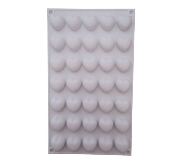 35-Cavity Heart-Shaped Silicone Mould – White Flexible Non-Stick Baking Tray Mold for Chocolate, Candies, Fondant, Jelly, and DIY Crafts