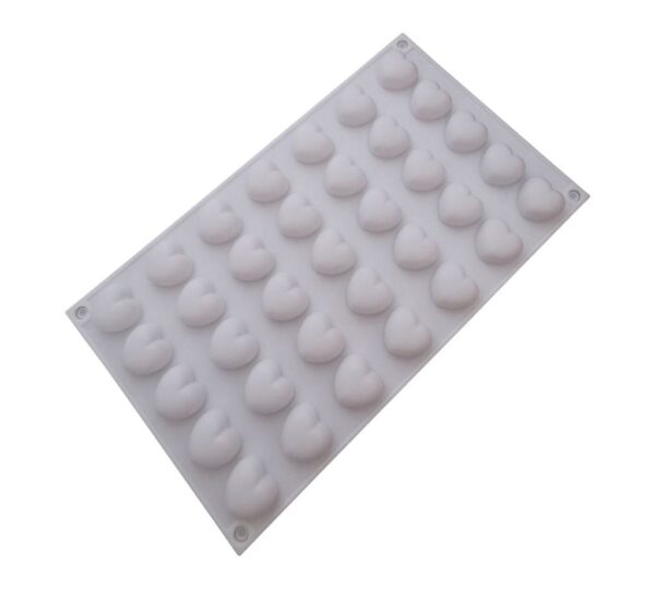 35-Cavity Heart-Shaped Silicone Mould – White Flexible Non-Stick Baking Tray Mold for Chocolate, Candies, Fondant, Jelly, and DIY Crafts - Image 2