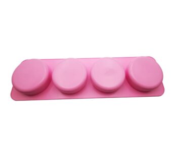 4-Cavity Round Silicone Mould – Flexible Non-Stick Pink Tray Mold for Baking, Chocolate, Candy, Jelly, and Soap Making, Durable Food-Grade Reusable Mold