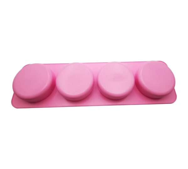 4-Cavity Round Silicone Mould – Flexible Non-Stick Pink Tray Mold for Baking, Chocolate, Candy, Jelly, and Soap Making, Durable Food-Grade Reusable Mold