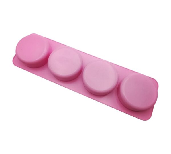 4-Cavity Round Silicone Mould – Flexible Non-Stick Pink Tray Mold for Baking, Chocolate, Candy, Jelly, and Soap Making, Durable Food-Grade Reusable Mold - Image 2