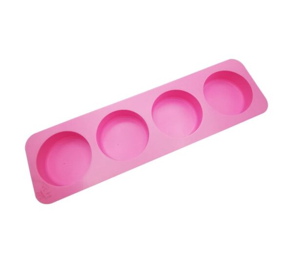 4-Cavity Round Silicone Mould – Flexible Non-Stick Pink Tray Mold for Baking, Chocolate, Candy, Jelly, and Soap Making, Durable Food-Grade Reusable Mold - Image 3