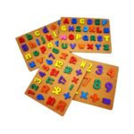Learning with Wooden Alphabet and Numbers Puzzle Board Set – 4 Multi-Coloured Boards – Perfect Educational Toys for Early Math and Literacy - Image 4