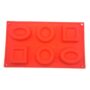 6-Cavity Silicone Baking Mould – Flexible Non-Stick Red Tray with Round and Square Shapes for Chocolate, Candy, Jelly, Soap, and Dessert Making, Durable Food-Grade Reusable Mold