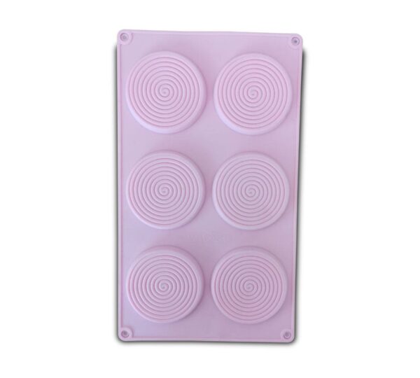 6-Cavity Spiral Pattern Silicone Mould – Flexible Pink Non-Stick Bakeware for Chocolate, Candy, Jelly, Soap, and Craft Making, Food-Grade Durable Silicone Mold