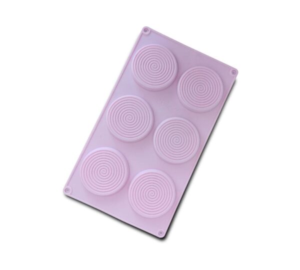 6-Cavity Spiral Pattern Silicone Mould – Flexible Pink Non-Stick Bakeware for Chocolate, Candy, Jelly, Soap, and Craft Making, Food-Grade Durable Silicone Mold - Image 2