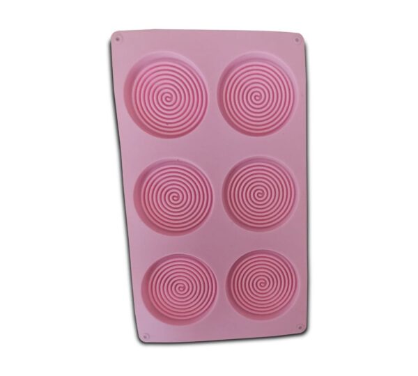6-Cavity Spiral Pattern Silicone Mould – Flexible Pink Non-Stick Bakeware for Chocolate, Candy, Jelly, Soap, and Craft Making, Food-Grade Durable Silicone Mold - Image 3