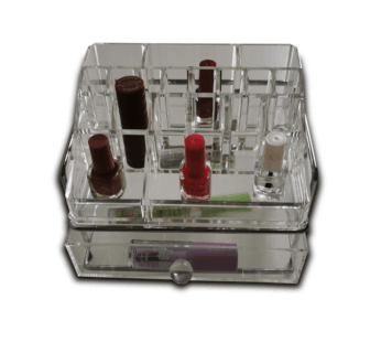 Acrylic Cosmetic Makeup Organizer with Drawers & Tray – Vanity Storage for Brushes, Lipsticks, Jewelry & Hair Accessories