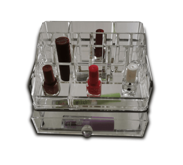 Acrylic Cosmetic Makeup Organizer with Drawers & Tray – Vanity Storage for Brushes, Lipsticks, Jewelry & Hair Accessories