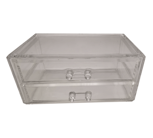 Acrylic Cosmetic Storage Box with 2 Drawers – Clear Makeup Organizer for Jewelry, Lipstick, Brushes & Nail Polish - Image 4