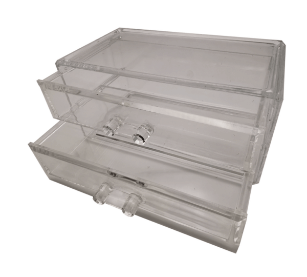Acrylic Cosmetic Storage Box with 2 Drawers – Clear Makeup Organizer for Jewelry, Lipstick, Brushes & Nail Polish - Image 3