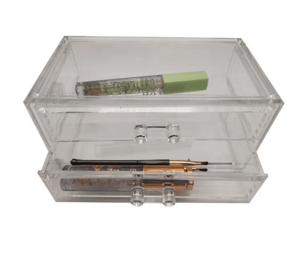 Acrylic Cosmetic Storage Box with 2 Drawers – Clear Makeup Organizer for Jewelry, Lipstick, Brushes & Nail Polish - Image 2