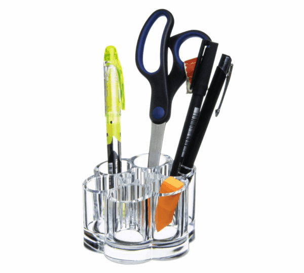Acrylic Lipstick Organizer – Clear Flower Design Makeup Holder with 7 Slots for Brushes, Nail Polish & Office Supplies - Image 2