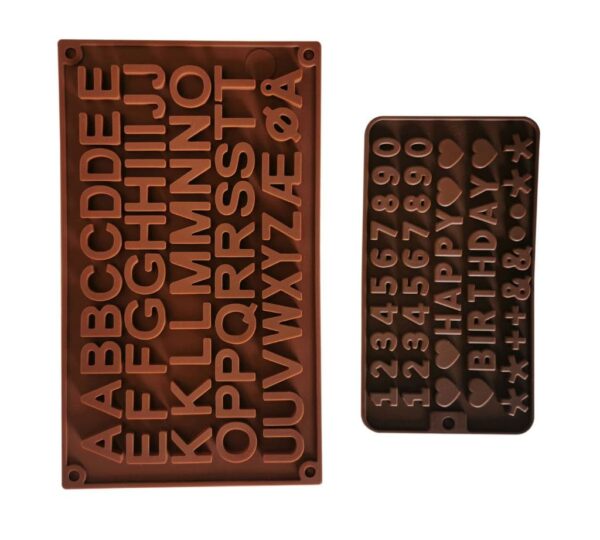 Alphabet and Numbers Silicone Chocolate Mould Set – 2-Piece Non-Stick Moulds with Letters and 'Happy Birthday' Message for Cake Decorating, Candy Making, Fondant, and DIY Baking Crafts - Image 2
