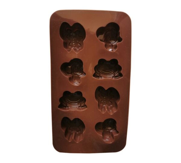Animal and Insect Shaped Silicone Chocolate Mould with 8 Cavities Featuring Frog, Butterfly, and Bee Designs, Flexible Non-Stick Baking Tray for Chocolates and Candies – Brown - Image 3