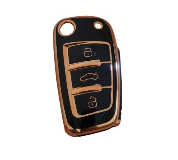 Audi Car Key Fob Cover TPU Protection Case for 3-Button Remote – Stylish Rose Gold Trim, Compatible with A3, A4, A5, A6, Q3, Q5, Q7 Models – Durable Soft TPU Shell, Scratch-Resistant, Slim and Elegant Key Holder for Audi Smart Key - Image 2