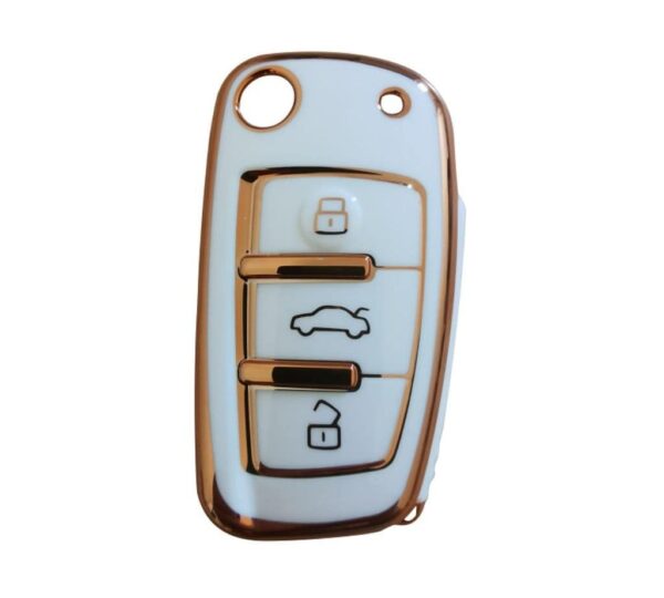 Audi Car Key Fob Cover TPU Protection Case for 3-Button Remote – Stylish Rose Gold Trim, Compatible with A3, A4, A5, A6, Q3, Q5, Q7 Models – Durable Soft TPU Shell, Scratch-Resistant, Slim and Elegant Key Holder for Audi Smart Key - Image 4