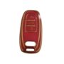 Audi Key Fob Cover for 3-Button Remote – Premium Red TPU Protective Case with Elegant Gold Trim, Compatible with A3, A4, A5, A6, Q3, Q5, Q7 Models – Durable, Scratch-Resistant, Slim and Stylish Key Holder for Audi Smart Key